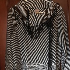 Striped Cowl Neck Jacket